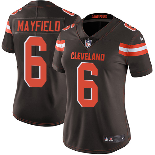 Nike Browns #6 Baker Mayfield Brown Team Color Women's Stitched NFL Vapor Untouchable Limited Jersey - Click Image to Close
